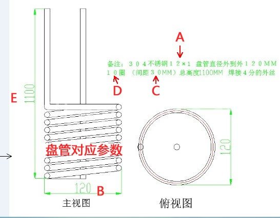盤(pán)管對(duì)應(yīng)參數(shù)